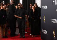 Kanye and Bianca were the center of attraction at LaBoy's Grammy after-party in LA (Image via Jon Kopaloff/WireImage/Getty Images)